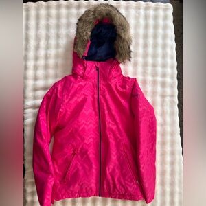 Roxy Kids Fuchsia Ski Jacket with Faux Fur Hood